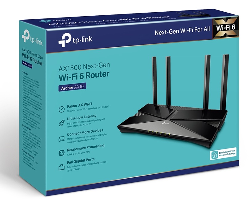 Router TP-Link Archer AX10 AX1500 Dual Band Gigabit Wi-Fi 6 4
